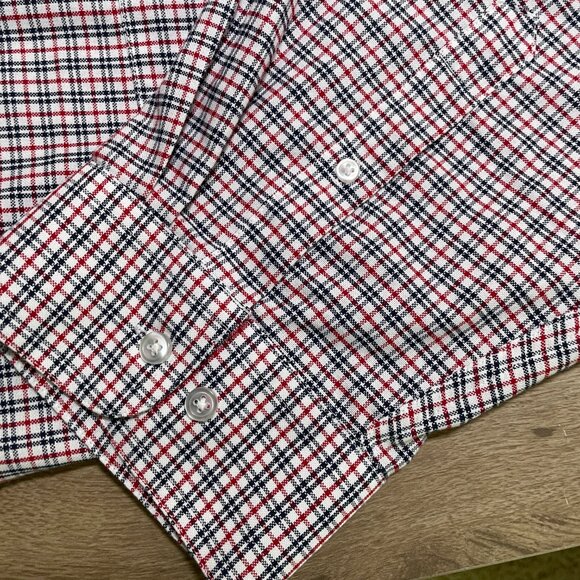 Men's 22 35/6 Tall KS Signature Red & Blue Plaid Long Sleeve Button Down Shirt - Picture 5 of 12